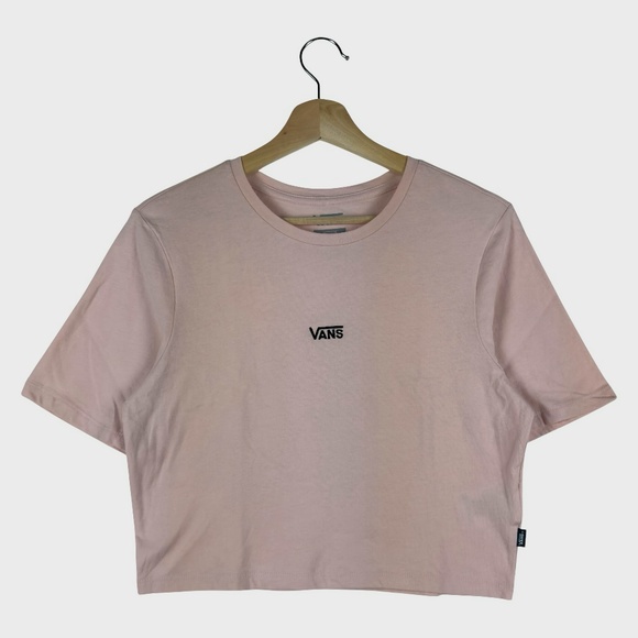 Vans Cropped Logo T-Shirt in Soft Pink - Picture 1 of 10